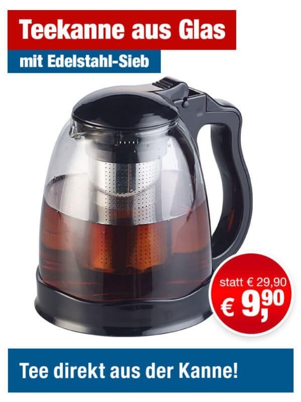 Rosenstein & Söhne Borosilikatglas-Teekanne: Teekanne aus Glas mit herausnehmbarem Edelstahl-Siebeinsatz, 1,5 Liter (Glaskanne Tee, Teeglaskanne)