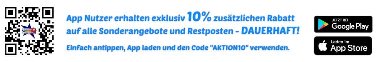 10% zusätzlicher Rabatt auf alle Sonderangebote und Restposten